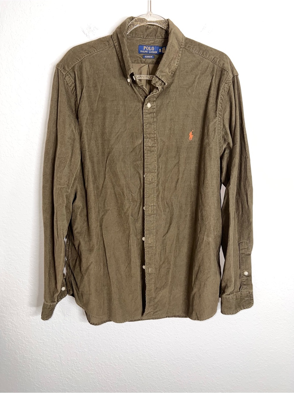 Polo Ralph Lauren Corduroy Shirt Men’s XL Olive Green Long Sleeve R